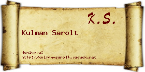 Kulman Sarolt névjegykártya